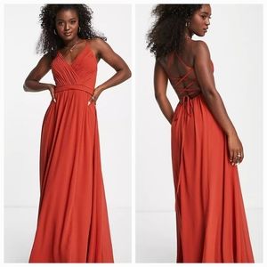 Little Mistress Maxi Dress with Back Strap Detail in Copper Color Size 12
